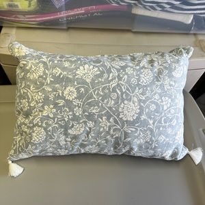 USED Blue and White Floral Lumbar Pillow